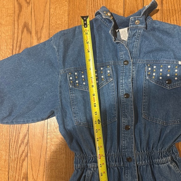 Vintage Blue Denim Jumpsuit with Studded Details - Picture 11 of 11